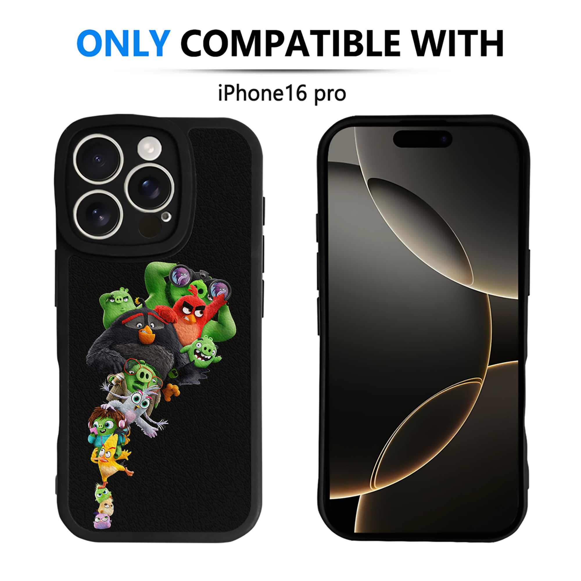 （画像用） Angry Birds アングリーバード 【iPhone 16シリーズ対応】シリコンスマホケース（レザー調） 材質：シリコン